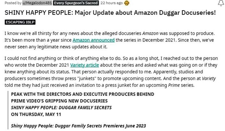 Amazon Shiny Happy Duggar Family Secrets Premiere Date