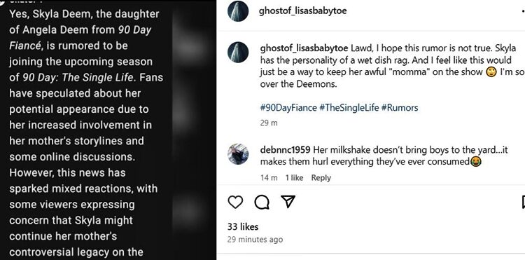 Discussion on Skyla replacing Angela Deem on 90 Day Fiance franchise – Instagram