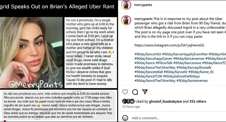 90 Day Fiance Ingrid Responds to Brian Muniz – Merrypants – Instagram