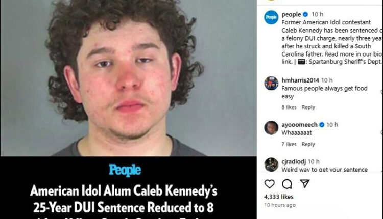 Caleb Kenney Reduced Sentence – American Idol – People – Instagram