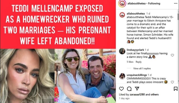 Real Housewives Of Beverly Hills – Teddi Mellencamp Cheated- Via All About The Tea – Instagram
