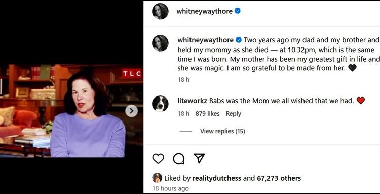 Whitney Way Thore Remembers Her Mom’s Passing Two years Ago – Instagram