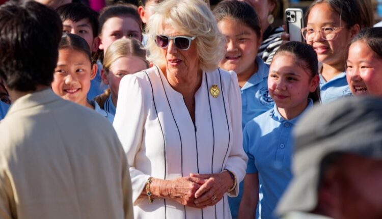 Queen,Camilla,Looks,On,During,Queen,Camilla,And,King,Charles