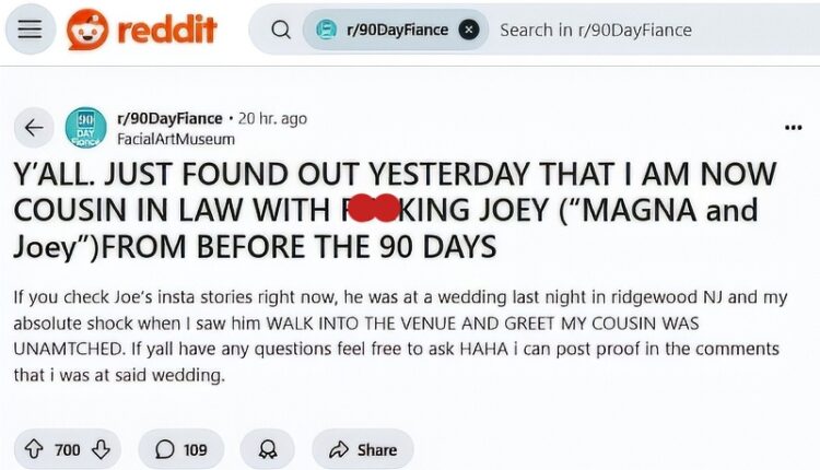 An OP Accuses Joey Of Bad Behavior At A Wedding – Reddit