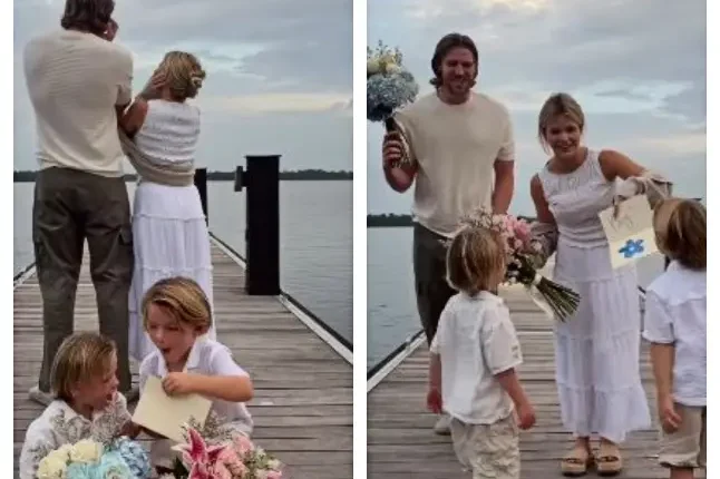 Jet and Leo during ther gender reveal – @whitneycarson – Instagram