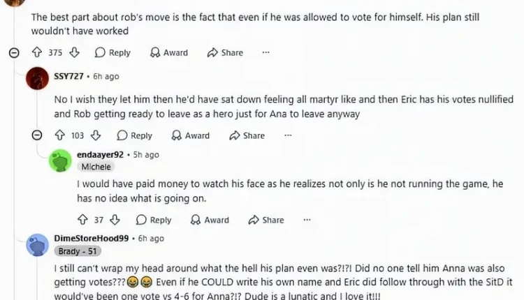 CBS fans discuss Rob’s stange move – rSurvivor Reddit