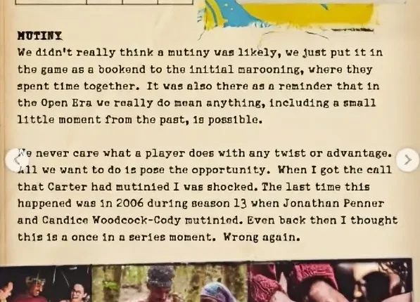 Probst talks about the mutiny – CBS Survivor – Instagram
