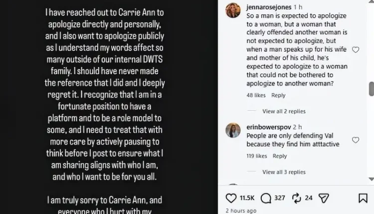 The apology fuels the argument between DWTS Fans -E!News – Instagram